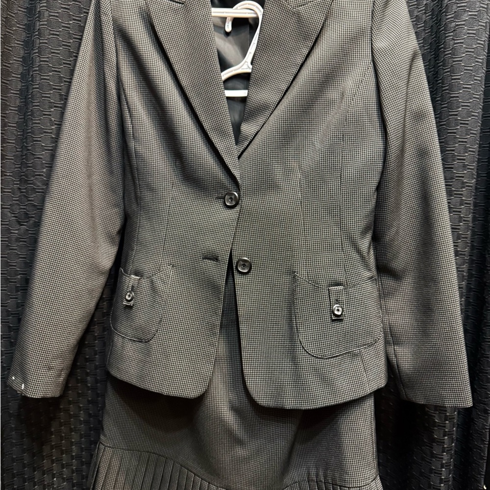 Gray Blazer and Skirt Set
